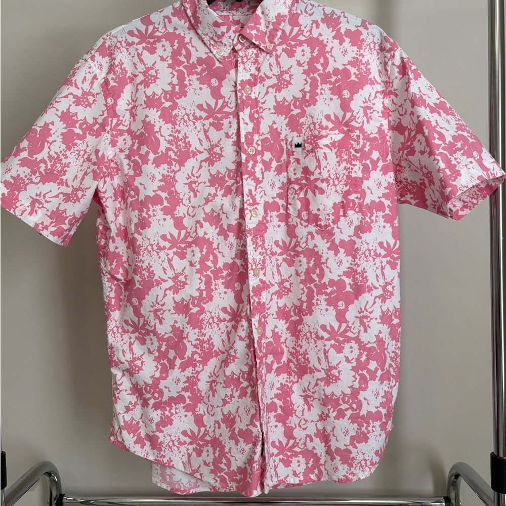 Women’s Pink and White Floral Button Down Shirt